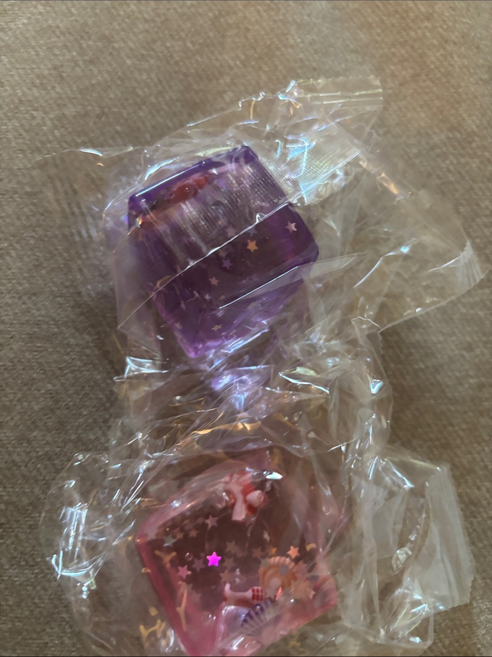 Kids Purple and Pink Star Glitter Beach Motif Squishy set of 2